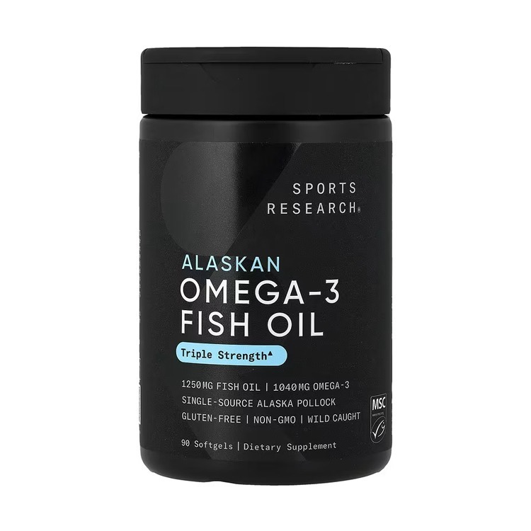 美國Sports Research野生阿拉斯加鱈魚TG型1250毫克 ,90粒膠囊