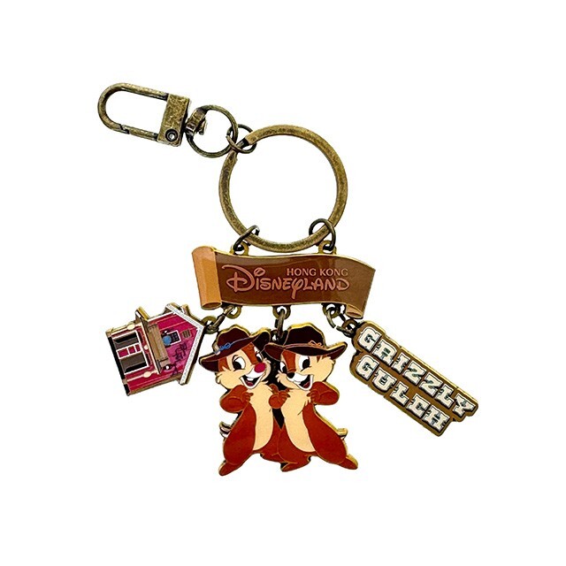 香港迪士尼樂園 地標主題 奇奇蒂蒂 Chip 'n Dale 造型 鑰匙圈 吊飾 -香港迪士尼樂園