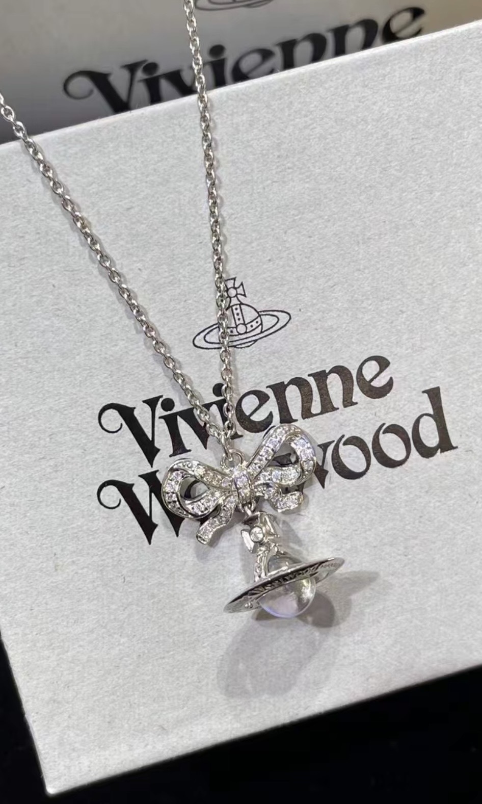 Vivienne Westwood 純銀 S925 長款透明星球頸鏈