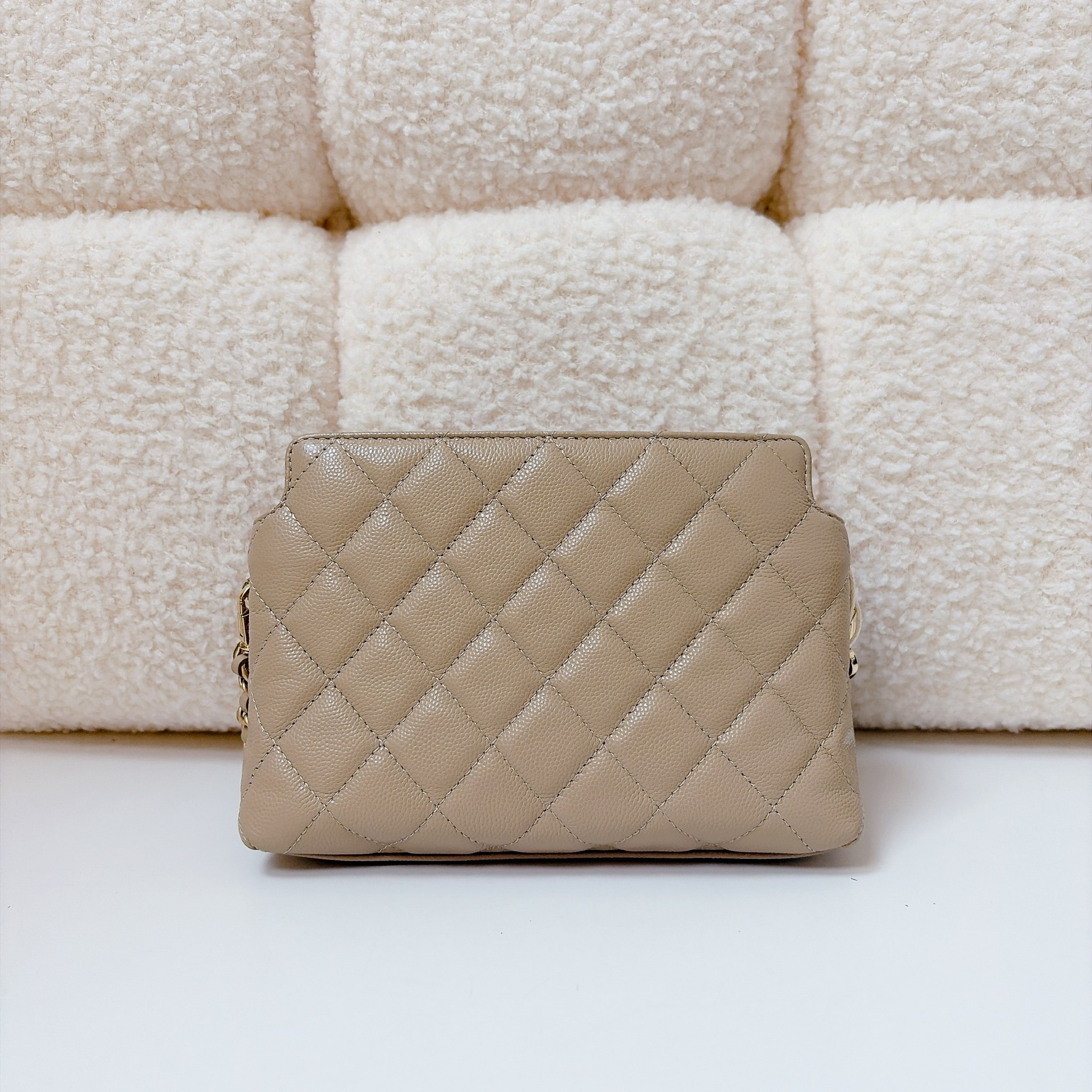 Chanel Bow Pouch Hobo - Dark Beige / GHW