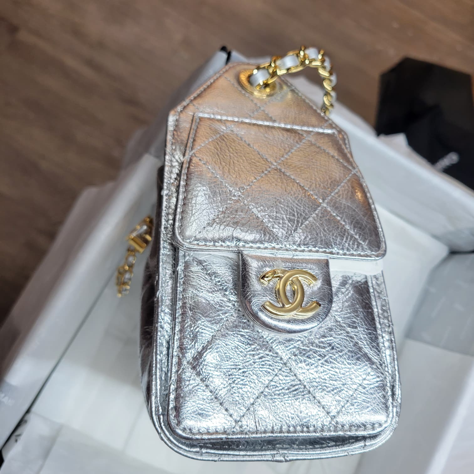 CHANEL AS5631 25 MINI Metallic GOLD  銀金屬面小牛皮 金