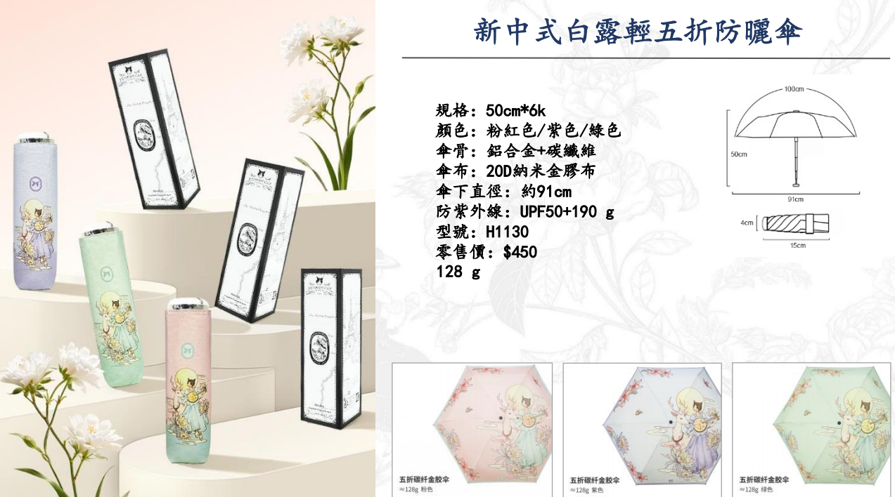Hepburn Cat France H1130 新中式白露輕五折防曬傘