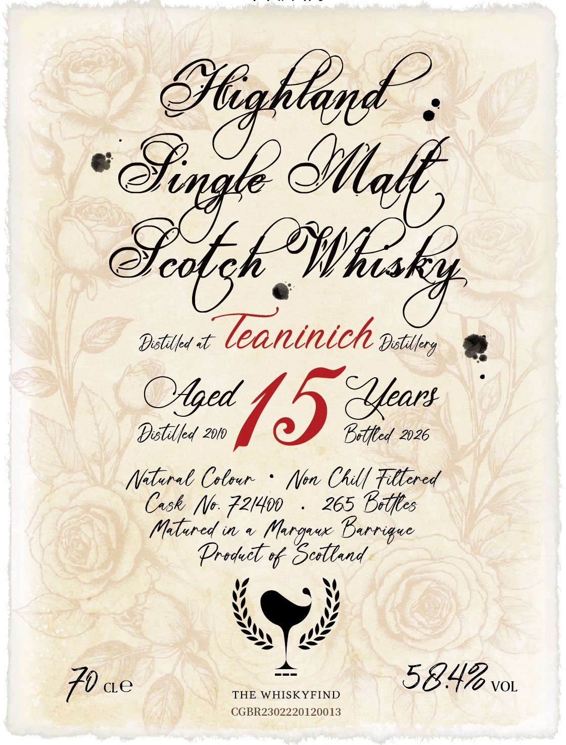 Teaninich 2010/2026 15YO #721400 58.4% The Whiskyfind《不朽之歌-第二十二章》預計6月中到貨！