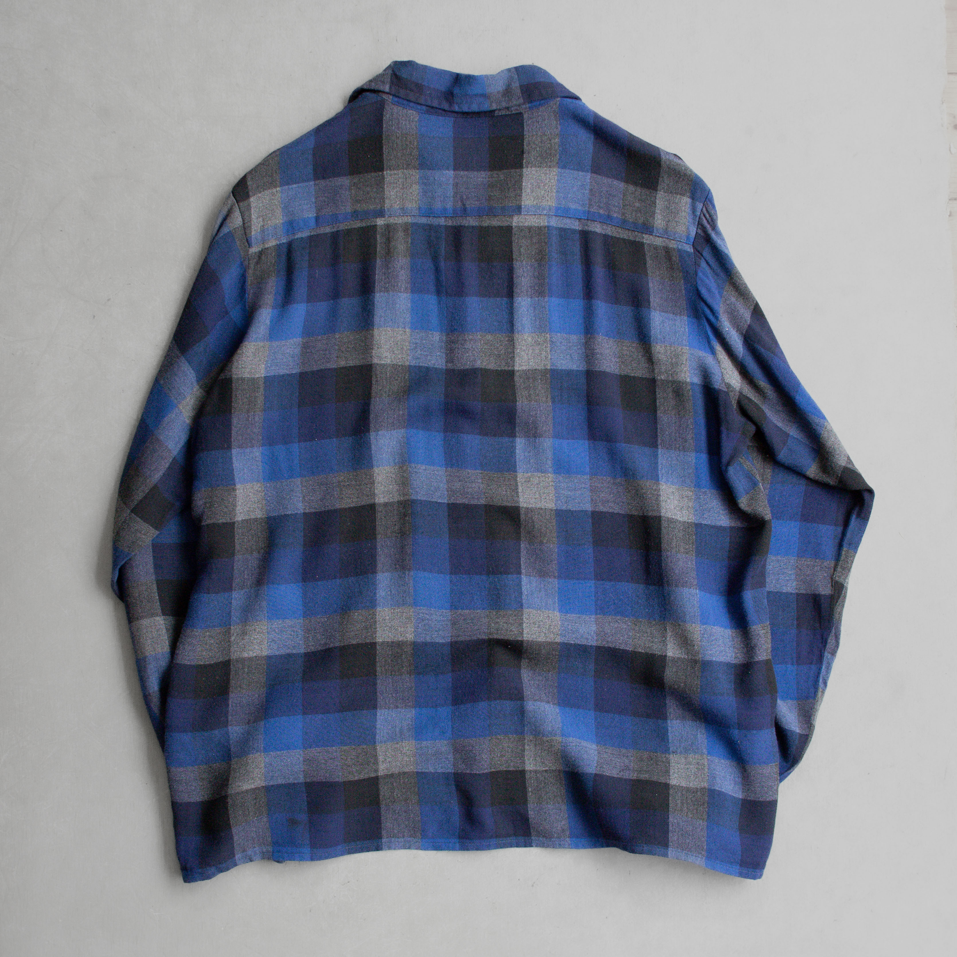60S WESTVALE RAYON PLAID SHIRT 美國製 嫘縈 格紋 長袖 開領 襯衫