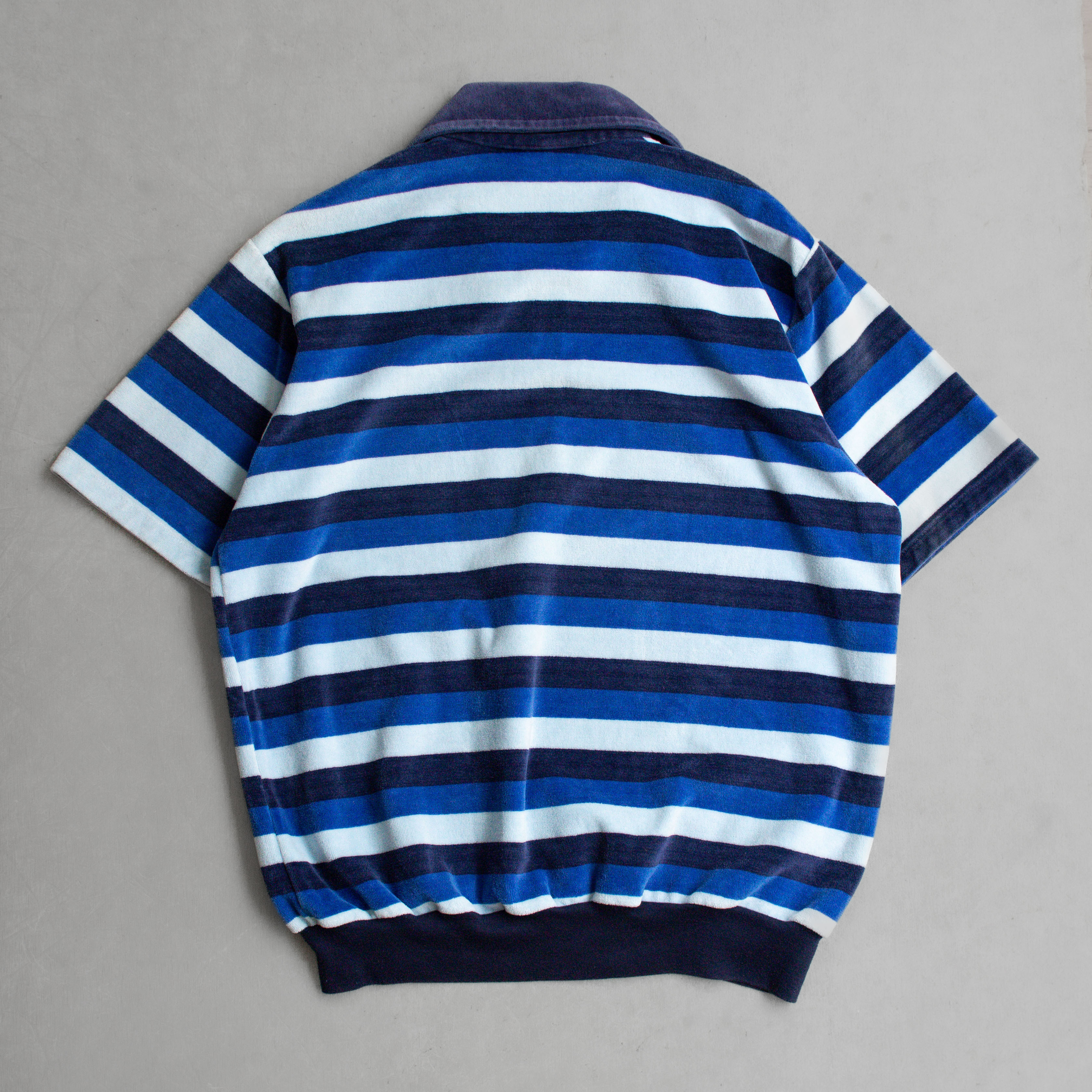 70S VINTAGE TERRY POLO SHIRT 加拿大製 藍色 條紋 毛巾布 短袖 POLO衫