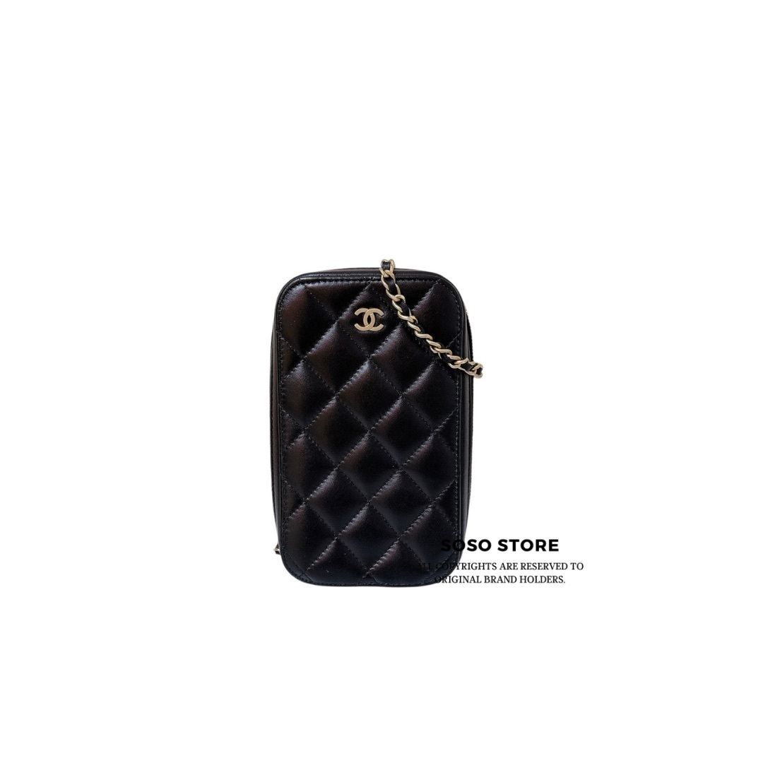 Chanel Phone Holder - Black / GHW