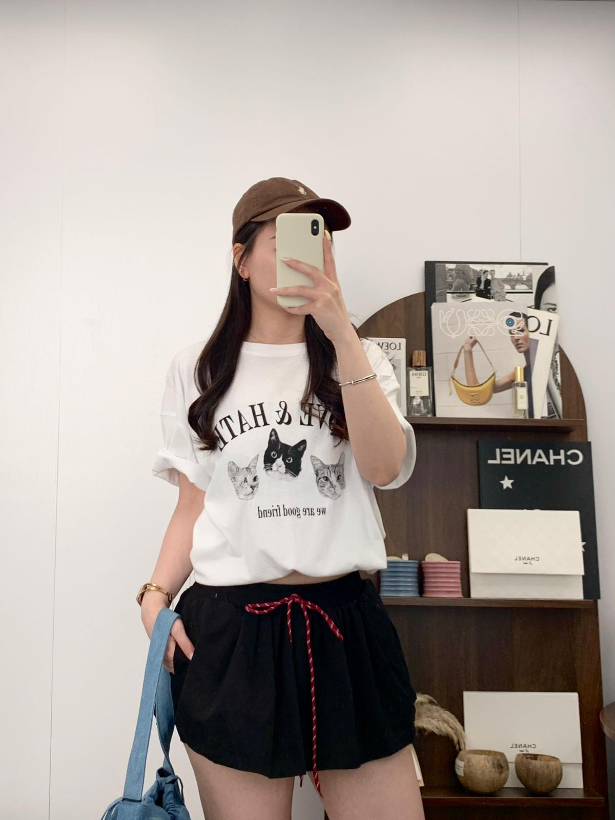 拼色綁帶短裙(黑色)