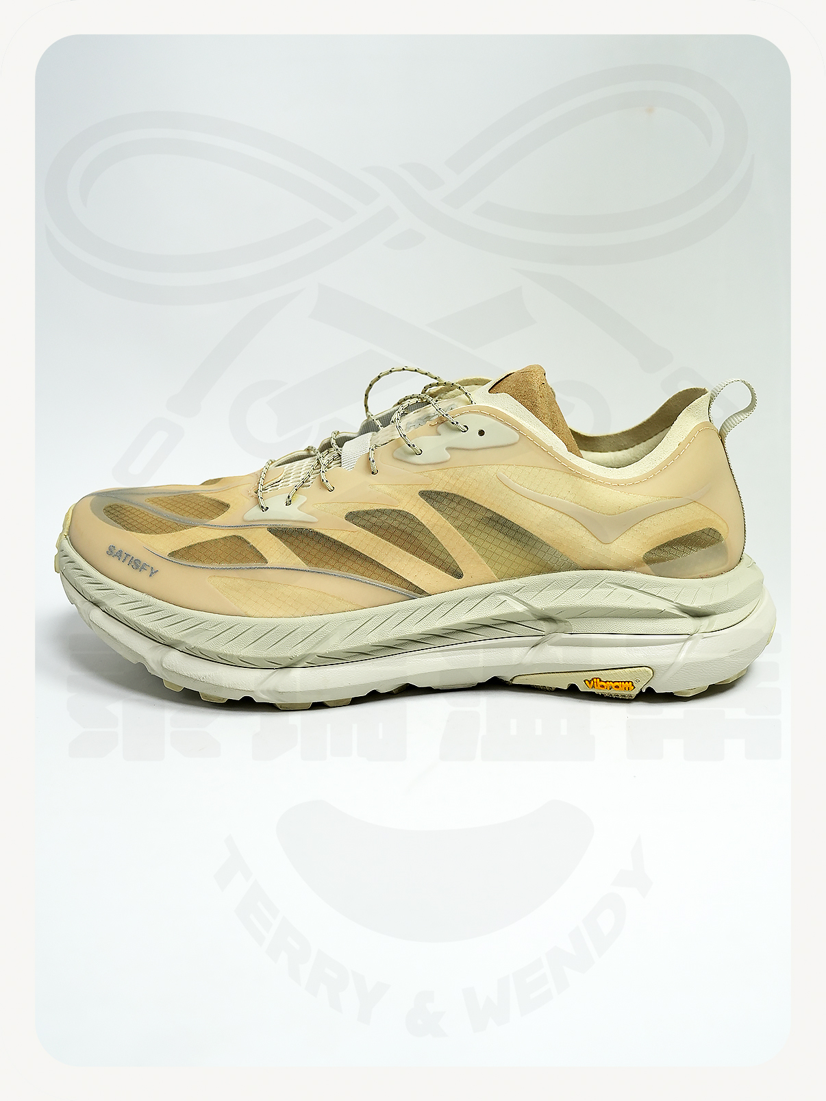 二手 US9.5 HOKA Mafate Speed 4 Lite x Satisfy 'Bone'