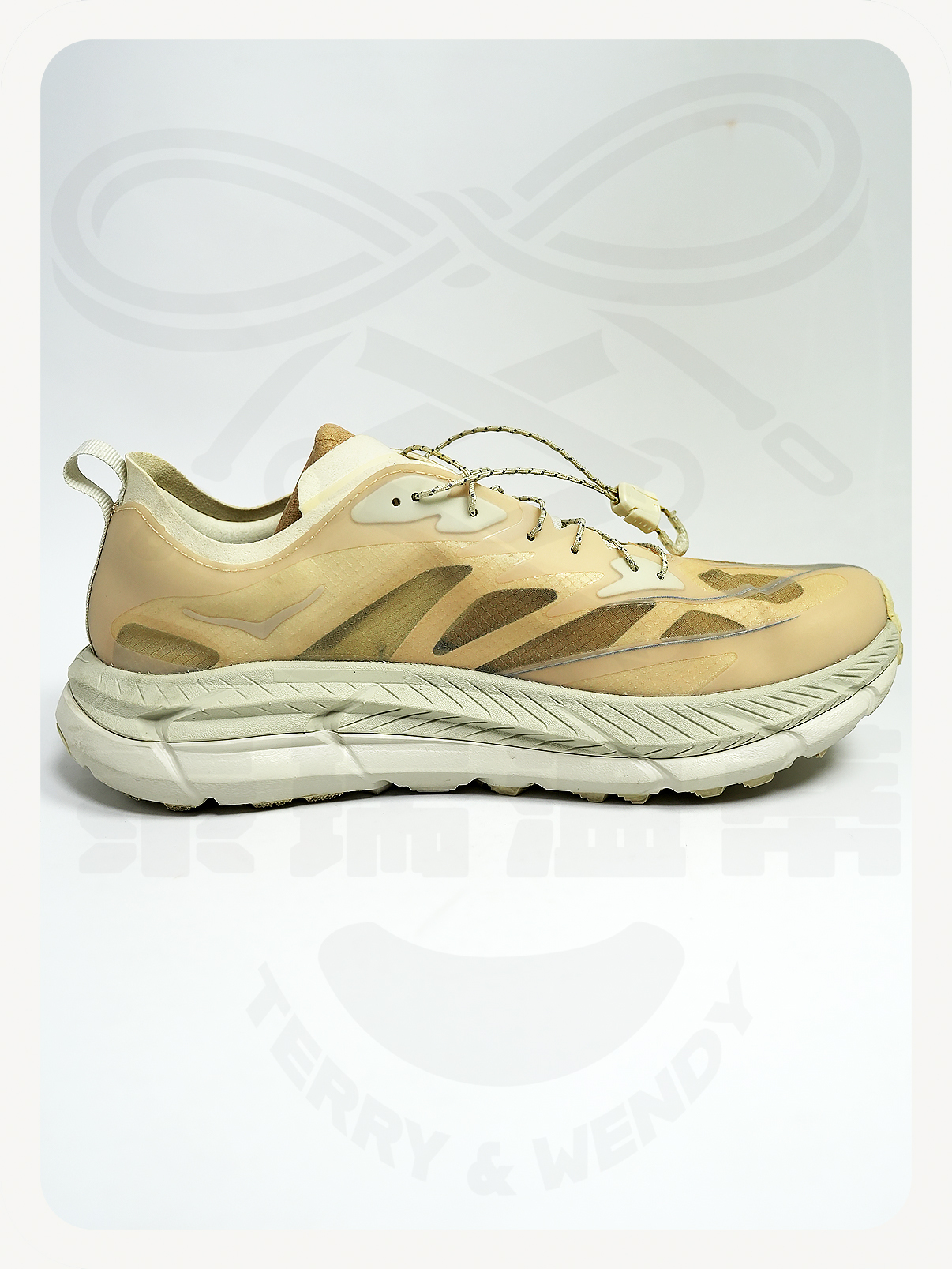二手 US9.5 HOKA Mafate Speed 4 Lite x Satisfy 'Bone'