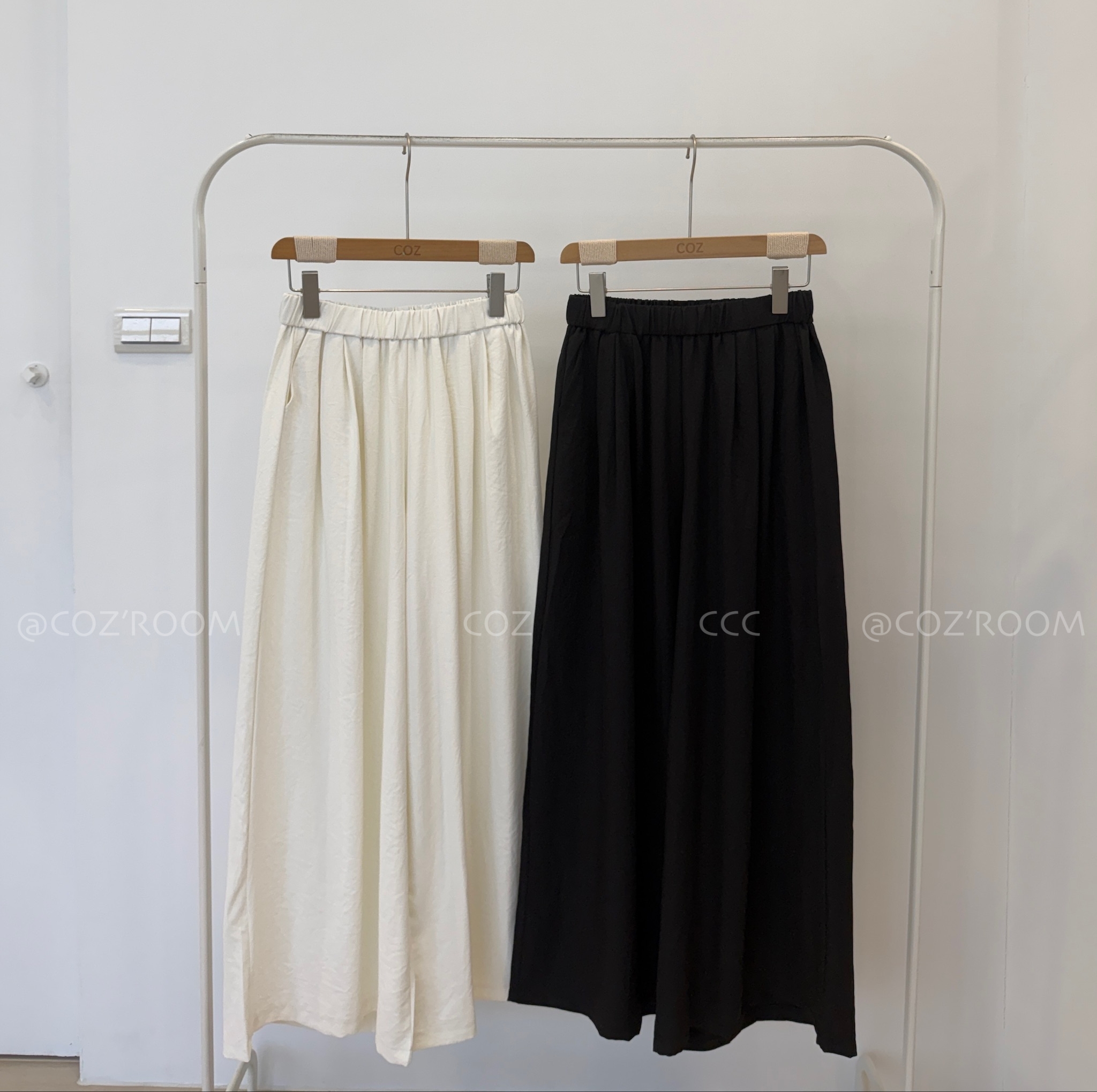 (3件5折) 涼感口袋純色休閒寬褲 2colors 6810-1