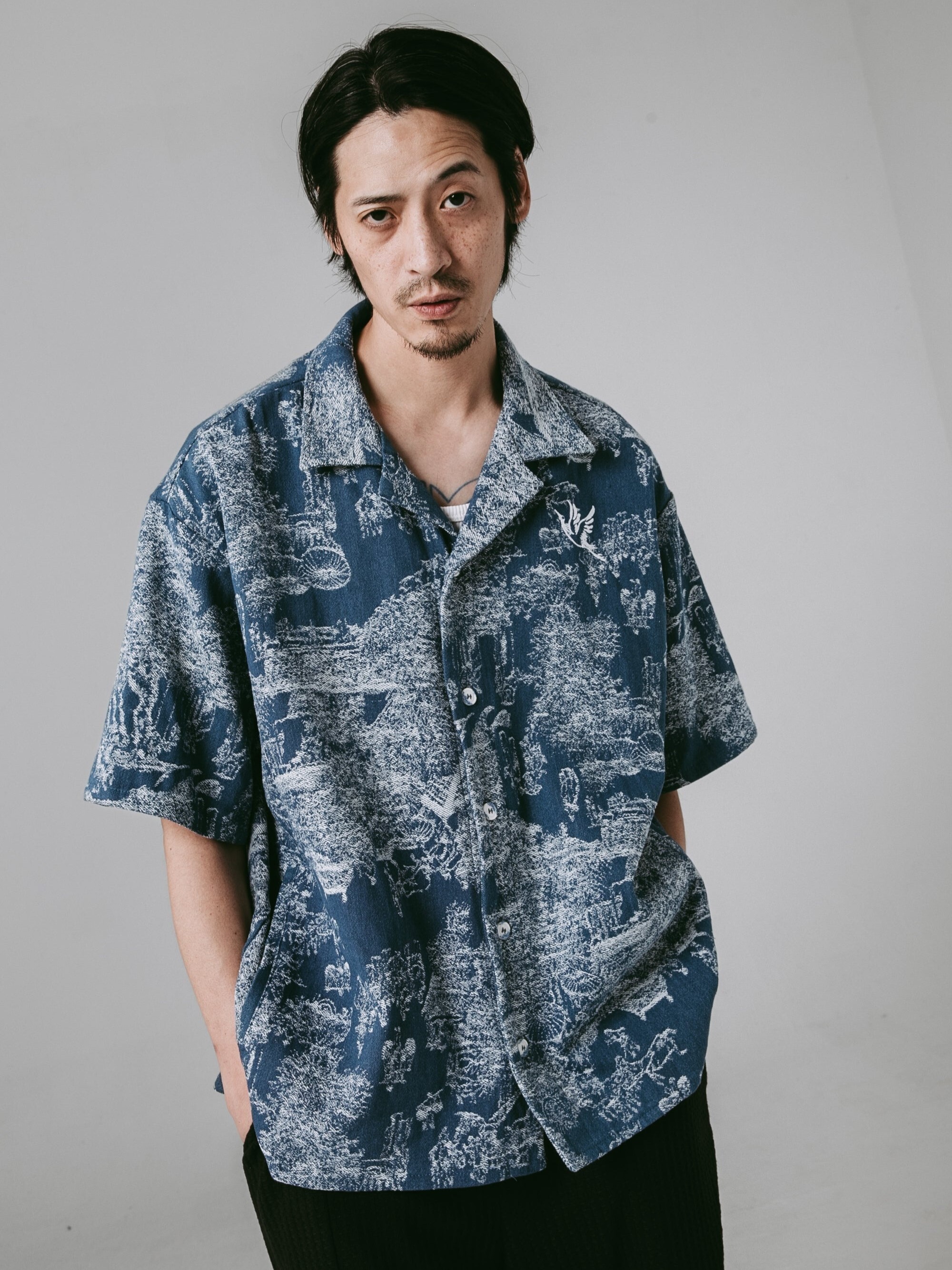 JIN 夢幻之國丹寧緹花襯衫