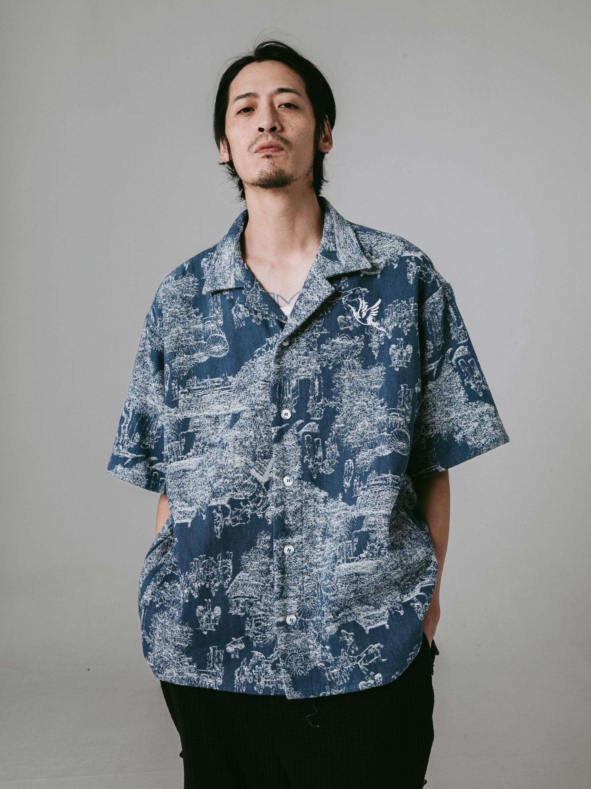 JIN 夢幻之國丹寧緹花襯衫