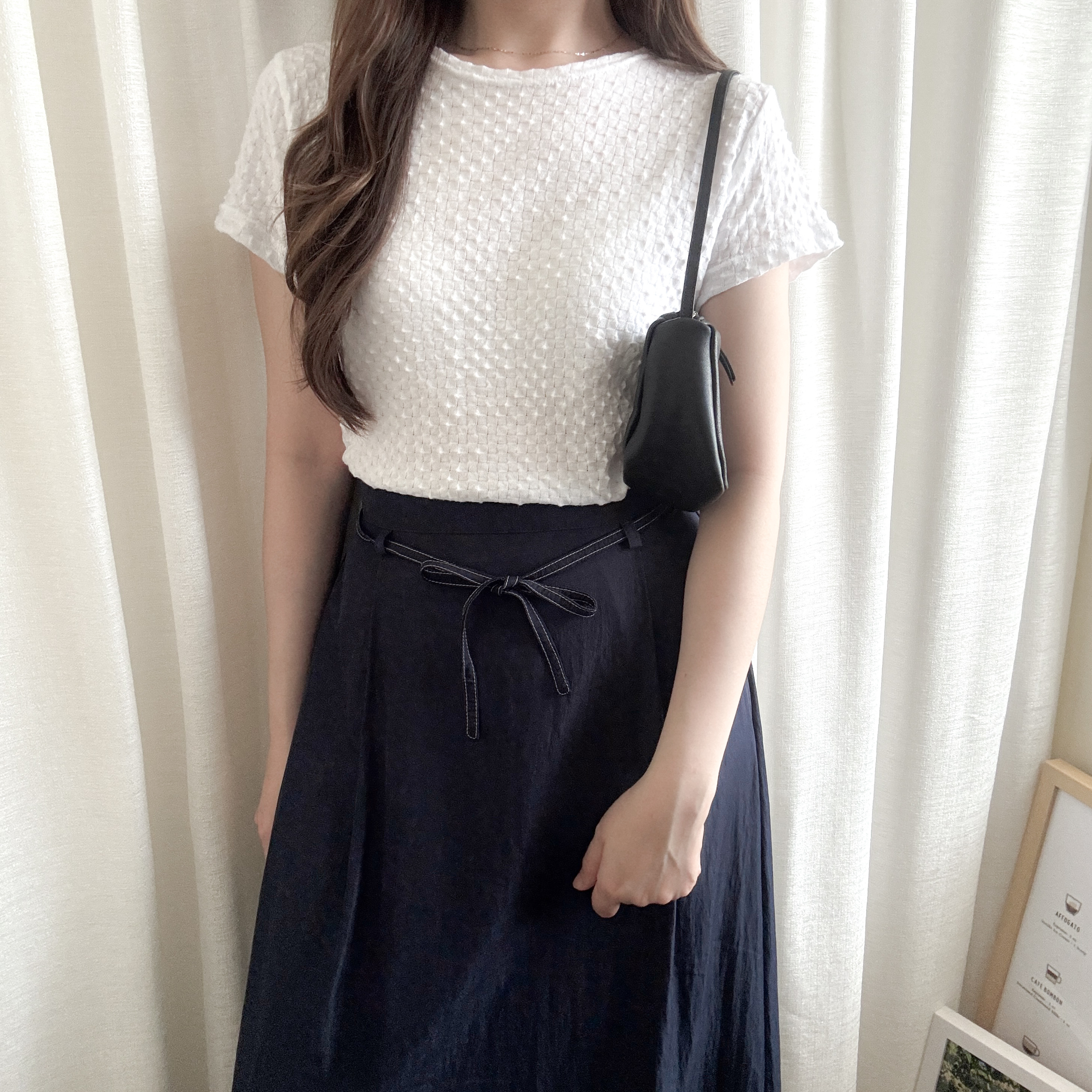 立體格仔布棉tee