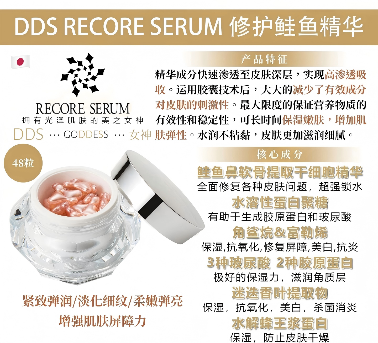 代購』日本DDS 小星星鮭魚修復精華48粒|RECORE SERUM