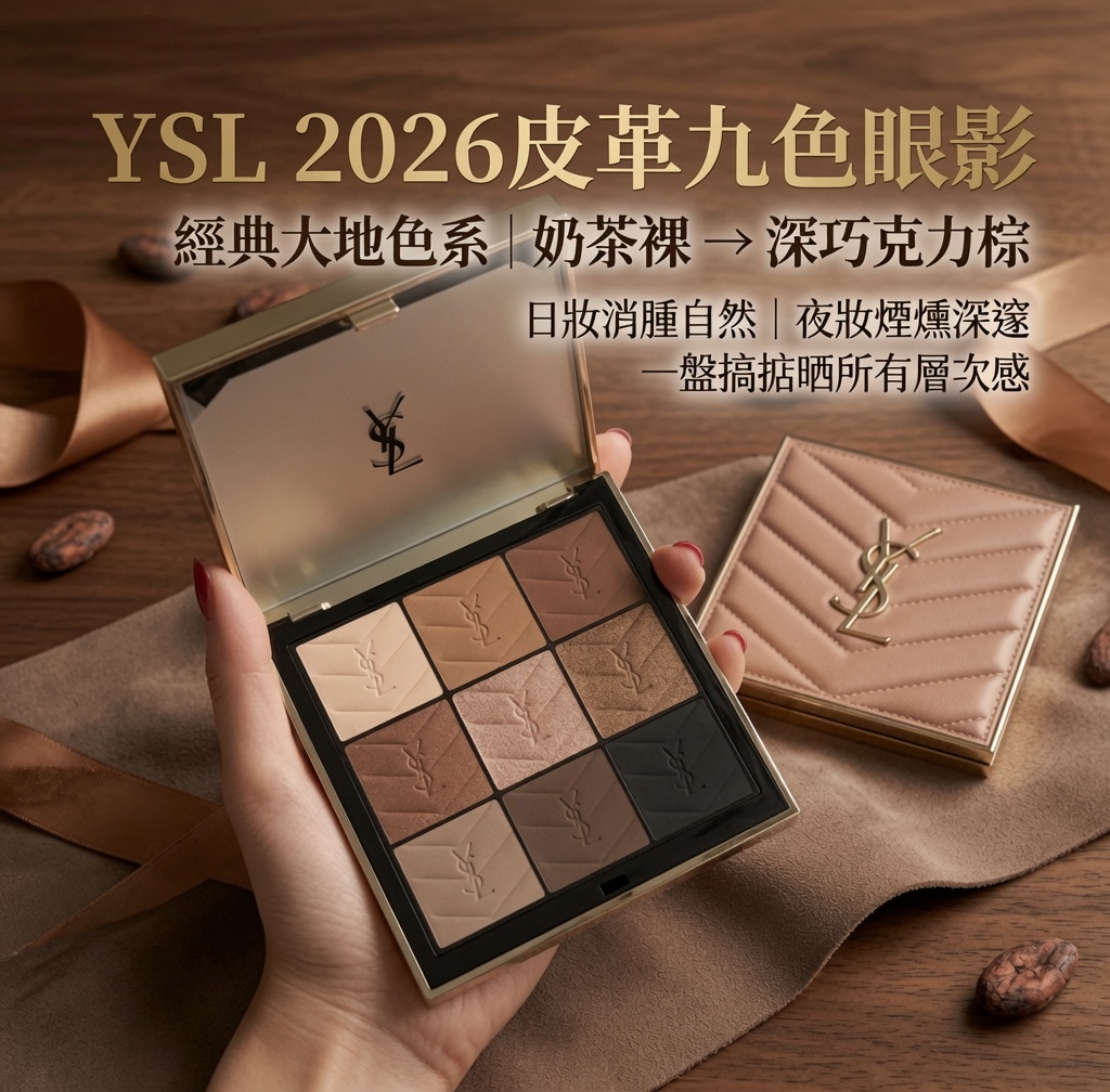 YSL 2026皮革九色眼影｜大地色之王
