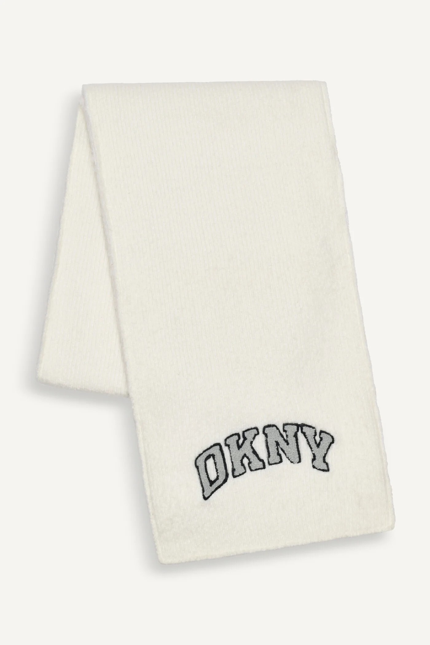[S] DKNY IVORY D5KS1655-IVY VARSITY KNIT LOGO SCARF, 732465185083 (SD1828)