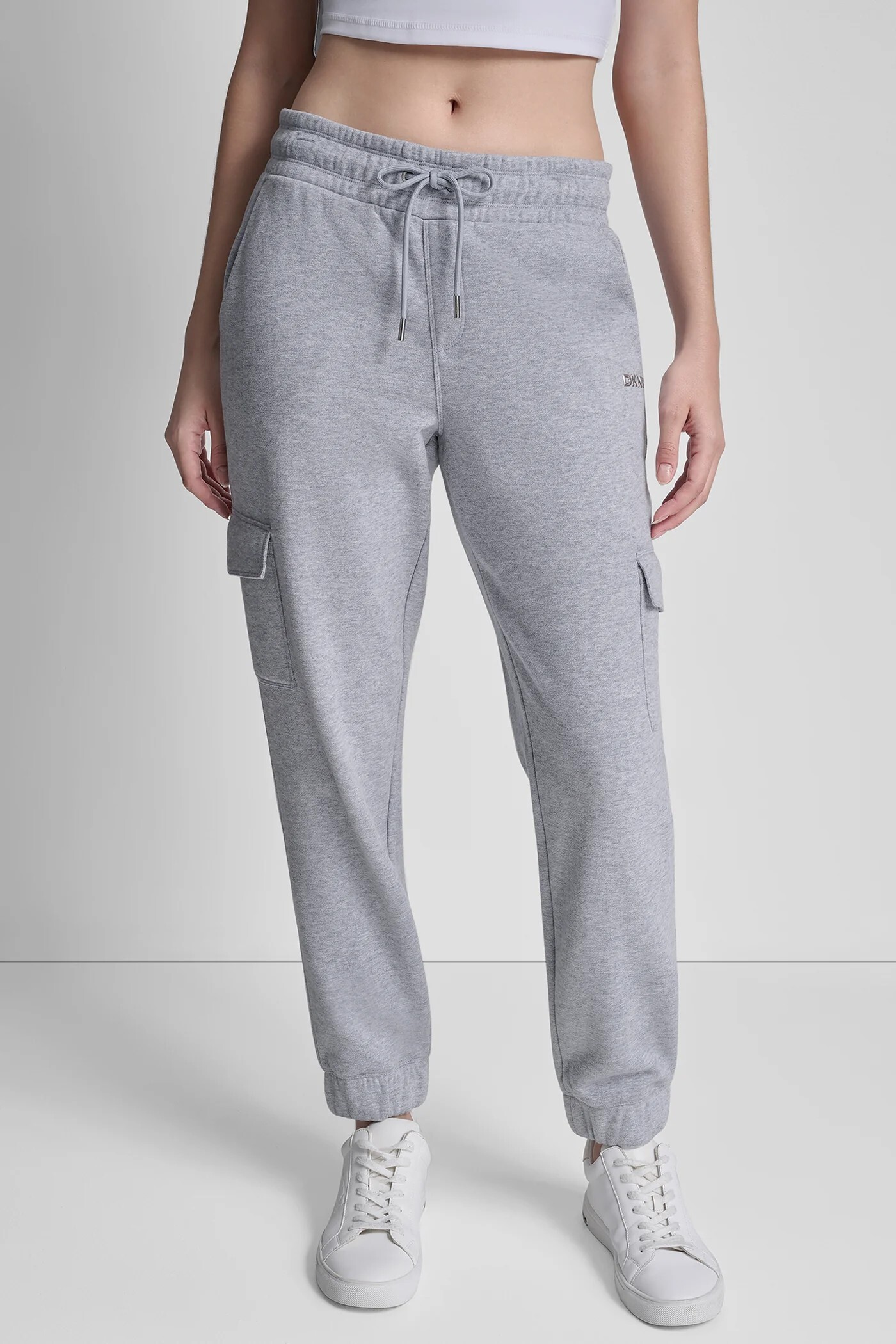 [S] DKNY PEARLGREY HEATHER METALLIC BUBBLE LOGO CARGO JOGGER, DP6P3524-PLG (SD1830)