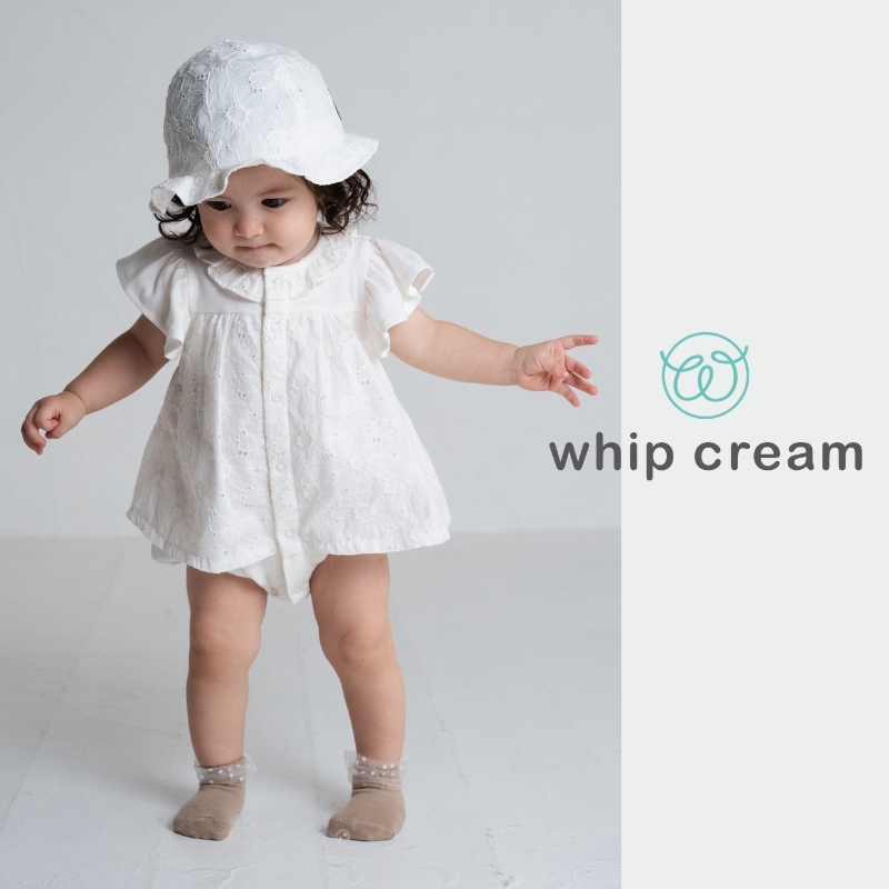 【日本 Whip Cream】花卉刺繡蕾絲拼接包屁衣