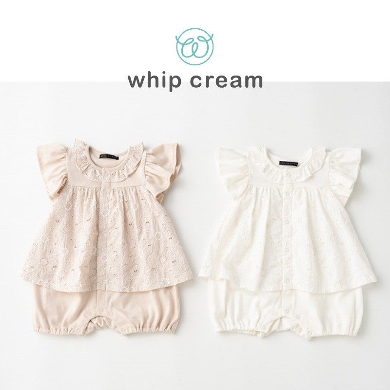 【日本 Whip Cream】花卉刺繡蕾絲拼接包屁衣