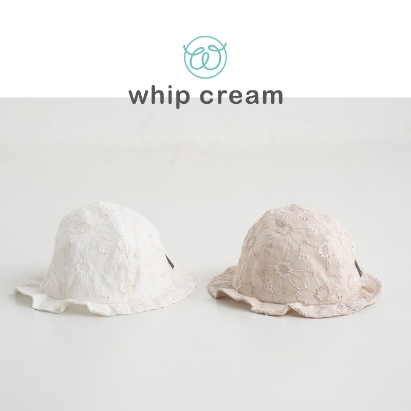 【日本 Whip Cream】花卉刺繡蕾絲寶寶帽