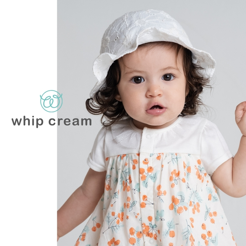 【日本 Whip Cream】花卉刺繡蕾絲寶寶帽