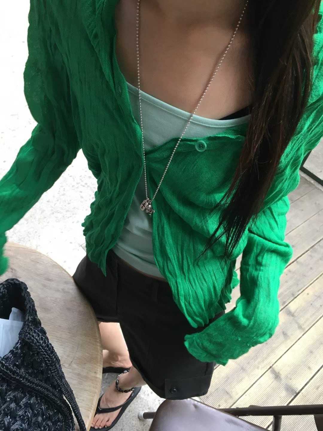 皺皺薄棉防曬外套