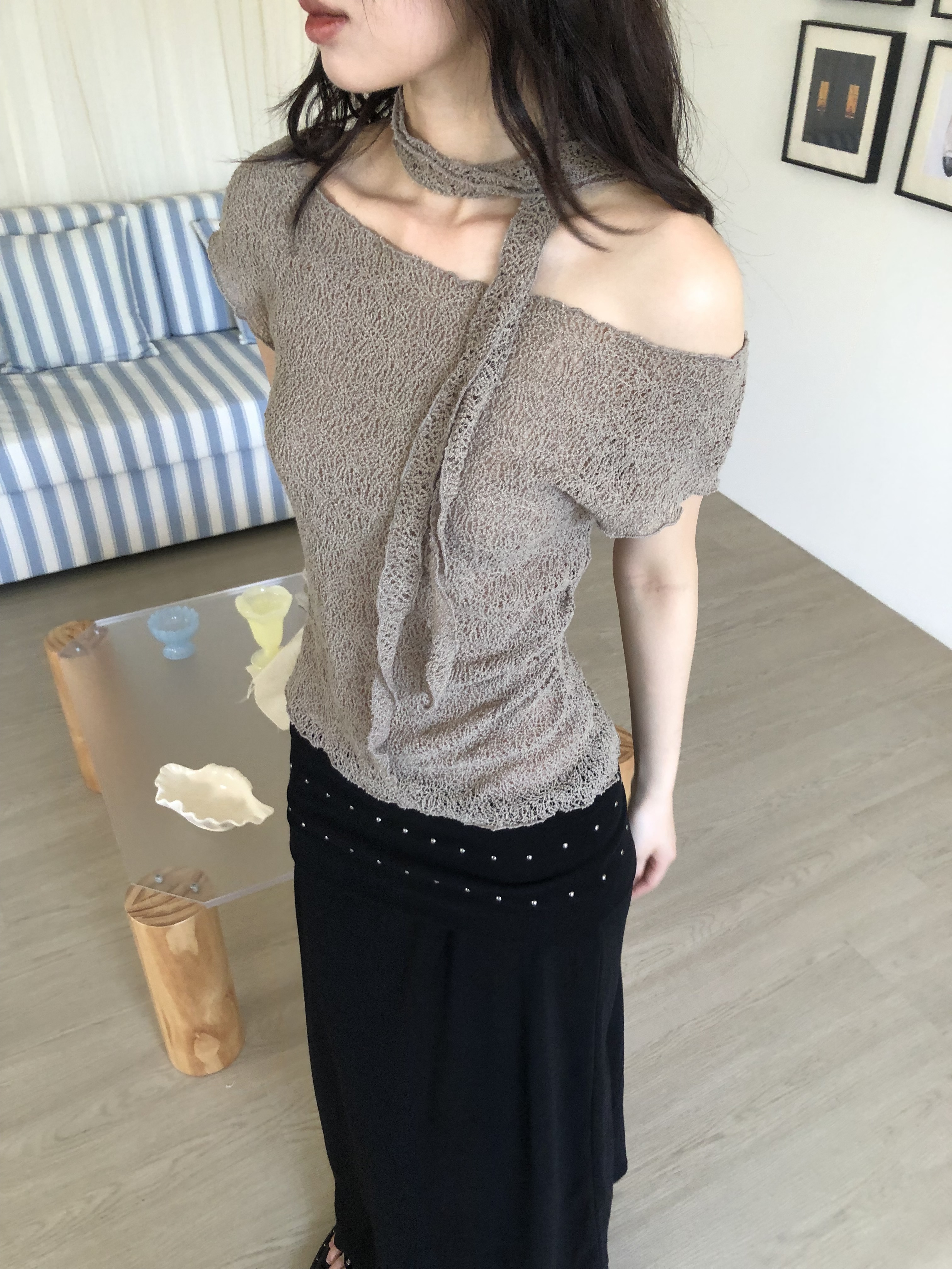bohemian scarf tee #上衣