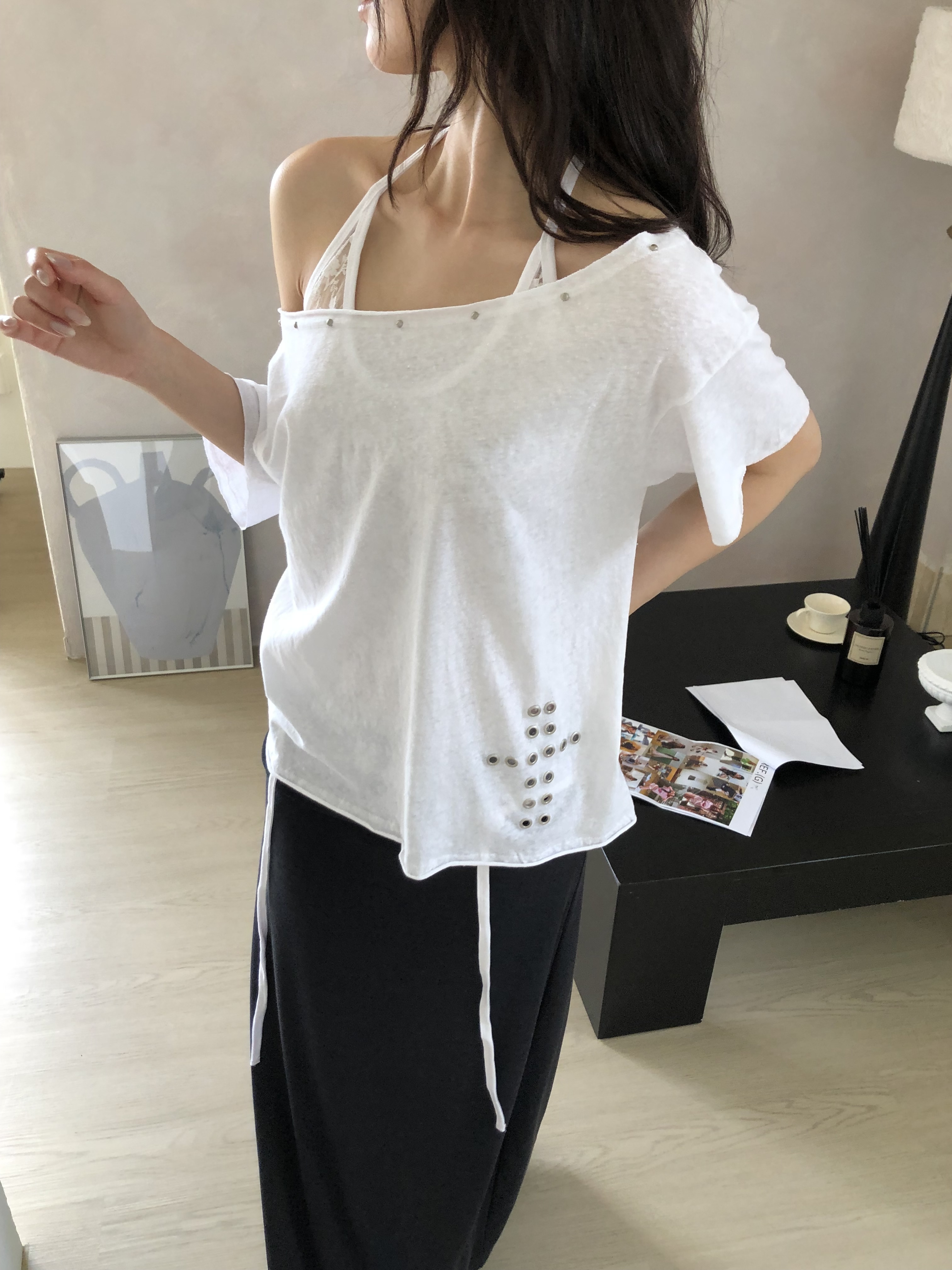 cross punching tee #上衣