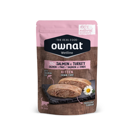Ownat – 無穀物主食濕包 - 三文魚+火雞 (幼貓) Kitten with Salmon and Turkey (粉紅) 85g (每12包@$22可混味)