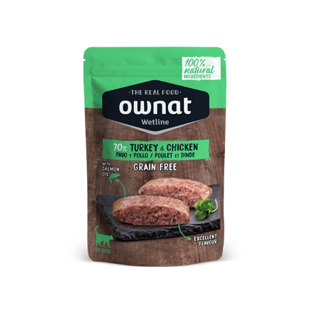 Ownat – 無穀物主食濕包 -火雞+雞肉 Turkey and Chicken (綠) 85g (每12包@$22可混味)