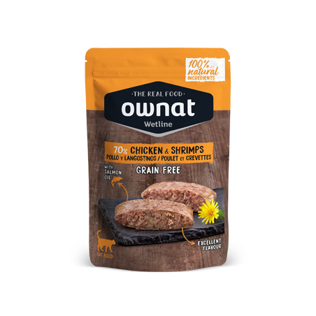 Ownat – 無穀物主食濕包 - 雞肉+鮮蝦 Chicken and Shrimp (橙) 85g (每12包@$22可混味)