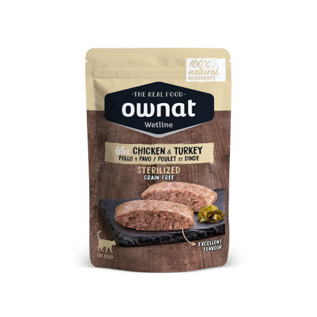 Ownat – 無穀物主食濕包 - 雞肉+火雞 (室內/絕育配方) Sterilized Chicken and Turkey (黃) 85g (每12包@$22可混味)