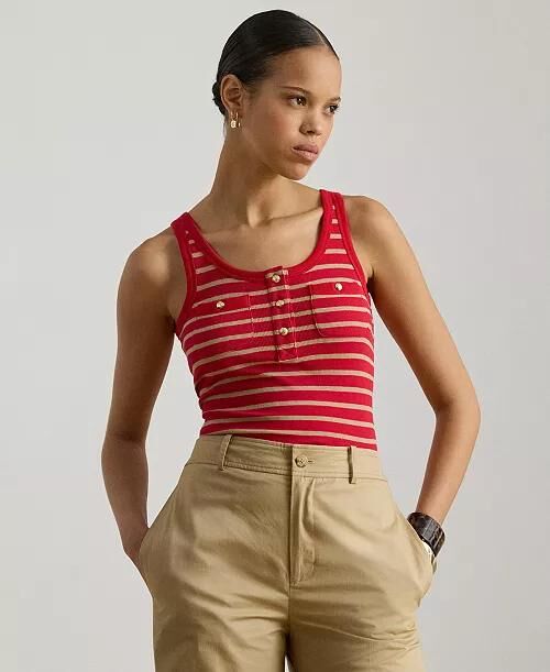[USW] LAUREN RALPH LAUREN RED WOMEN'S SCOOP NECK TANK TOP, UZZ346 (UZZ346)