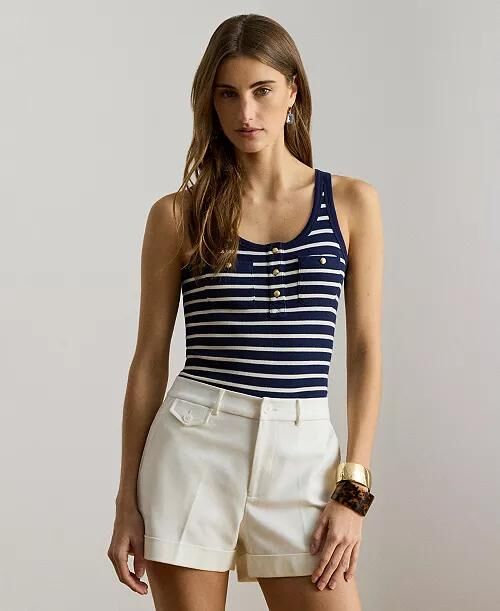 [USW] LAUREN RALPH LAUREN NAVY WOMEN'S SCOOP NECK TANK TOP, UZZ347 (UZZ347)