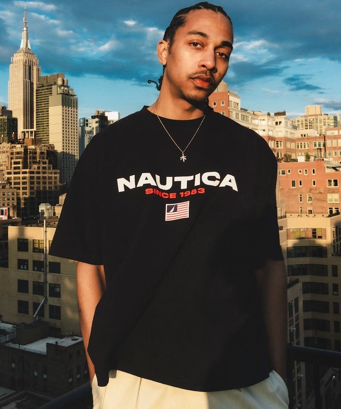 NAUTICA / Made in USA Heavyweight Oversized Crew Neck Print T-Shirt Type 1
