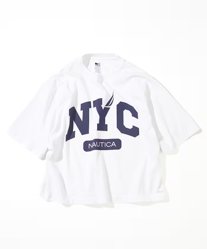 NAUTICA / Made in USA Heavyweight Oversized Crew Neck Print T-Shirt Type 2