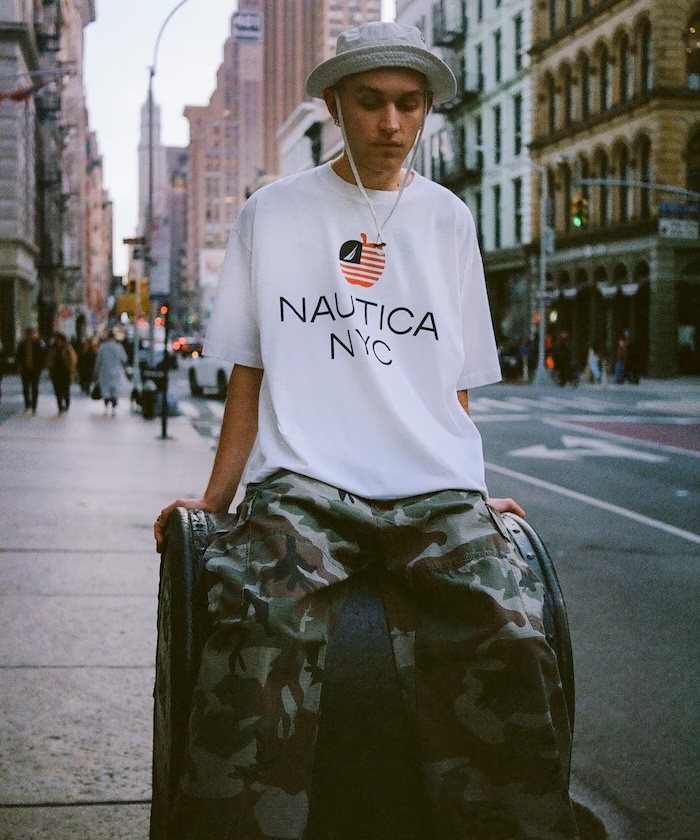NAUTICA / Made in USA Heavyweight Oversized Crew Neck Print T-Shirt Type 4
