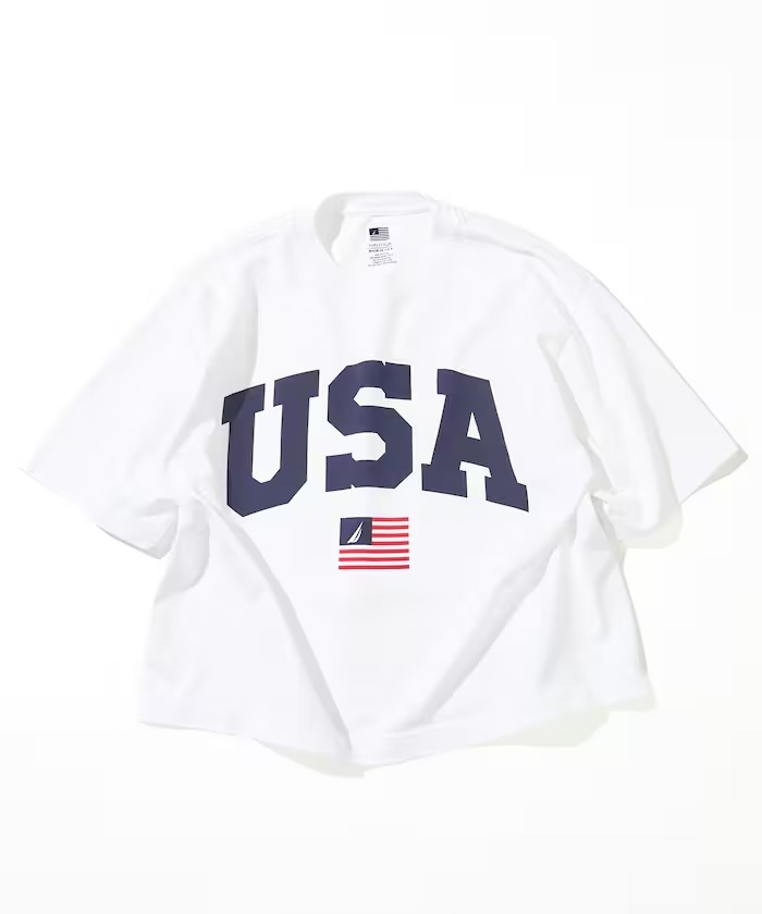NAUTICA / Made in USA Heavyweight Oversized Crew Neck Print T-Shirt Type 5