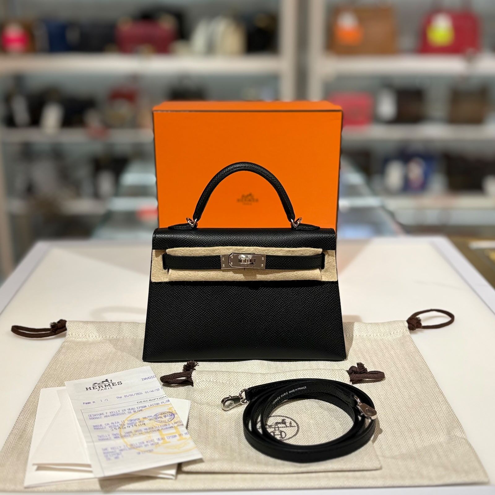 全新MINI KELLY G 黑色銀扣EPSOM NOIR PHW H071302CK89 #BRAND NEW #香榭站正品