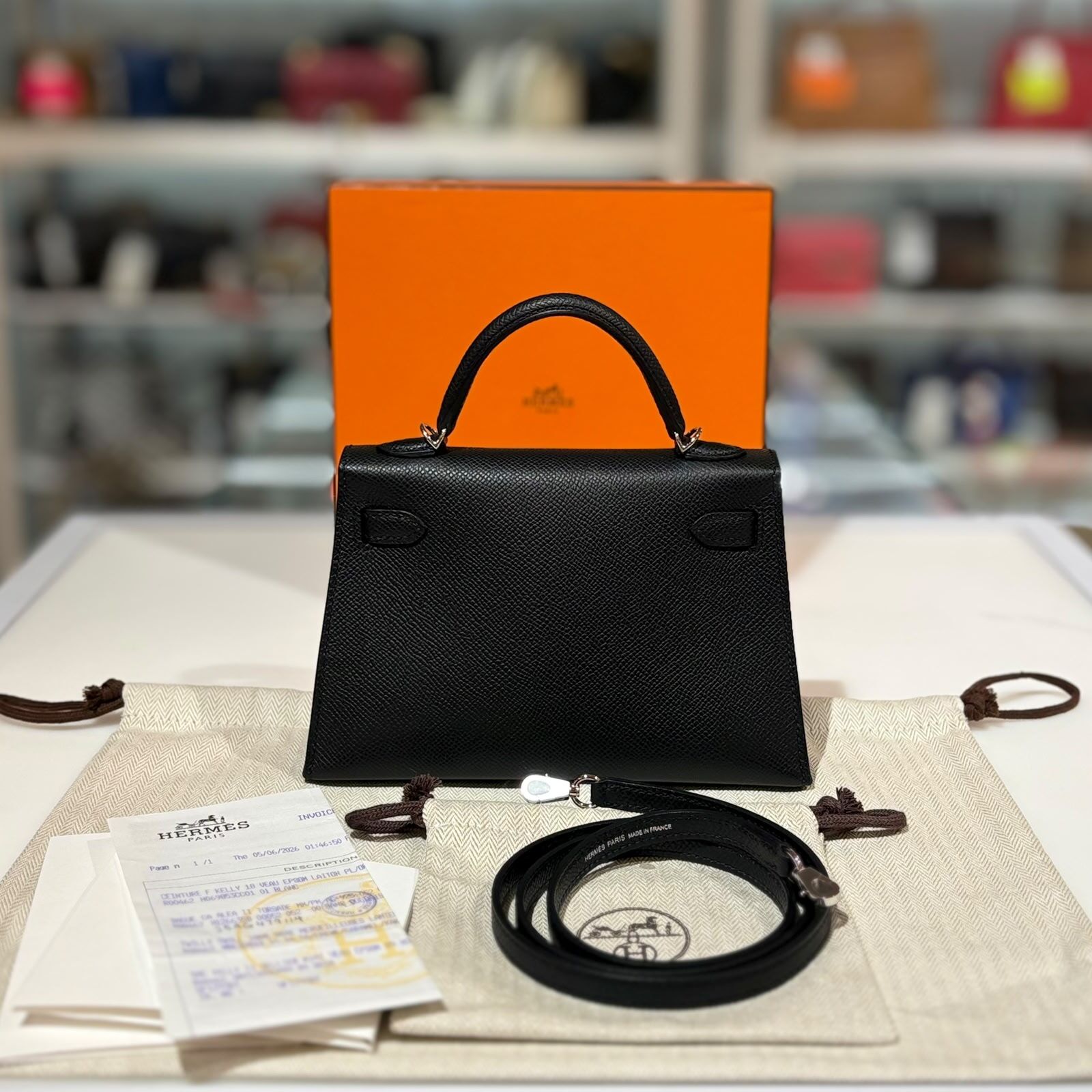 全新MINI KELLY G 黑色銀扣EPSOM NOIR PHW H071302CK89 #BRAND NEW #香榭站正品