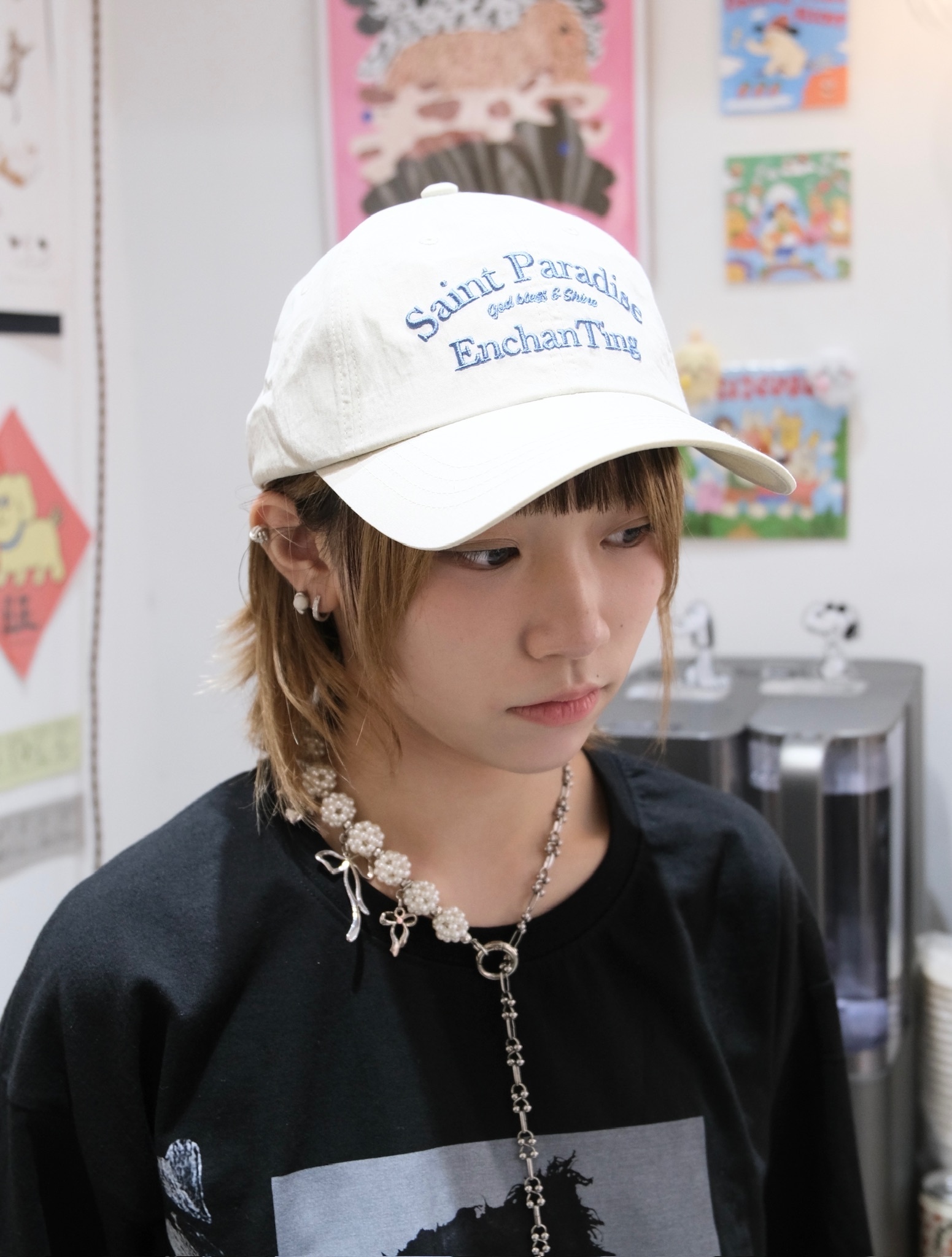 撞色字母夏日色cap