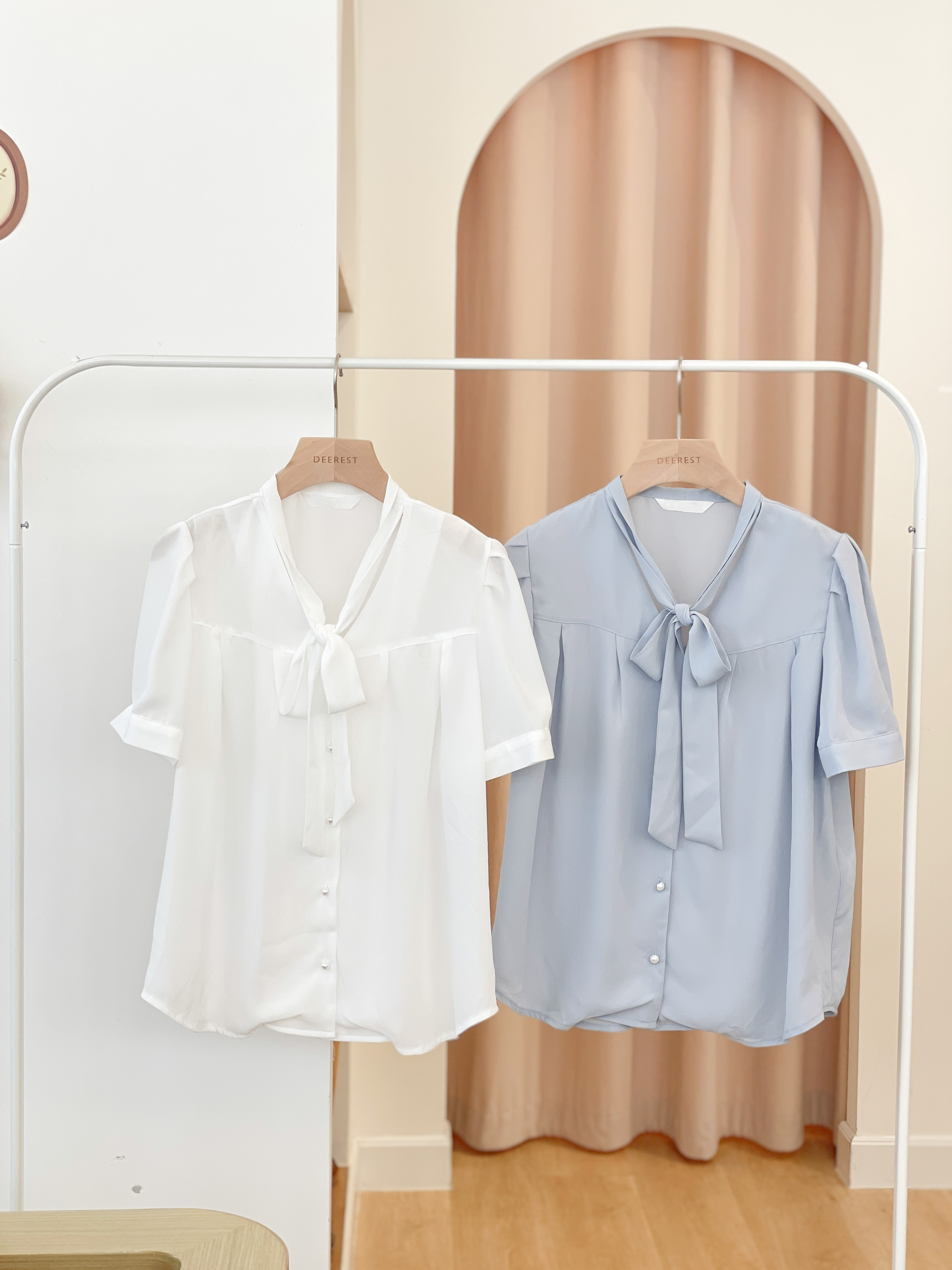 T1572 Glass Light Pearl Chiffon Blouse