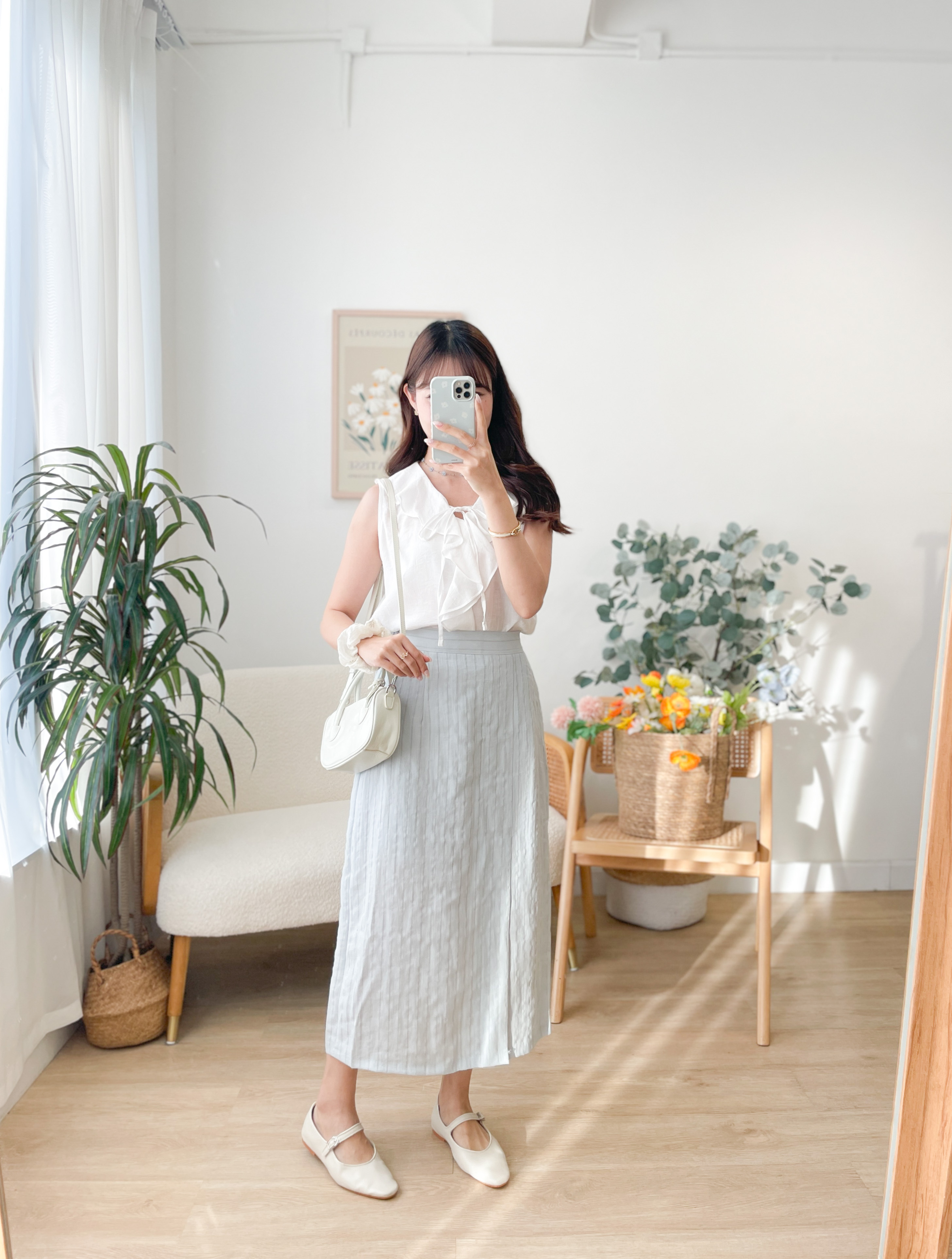 SK619 City Line Tailored Slit Long Skirt