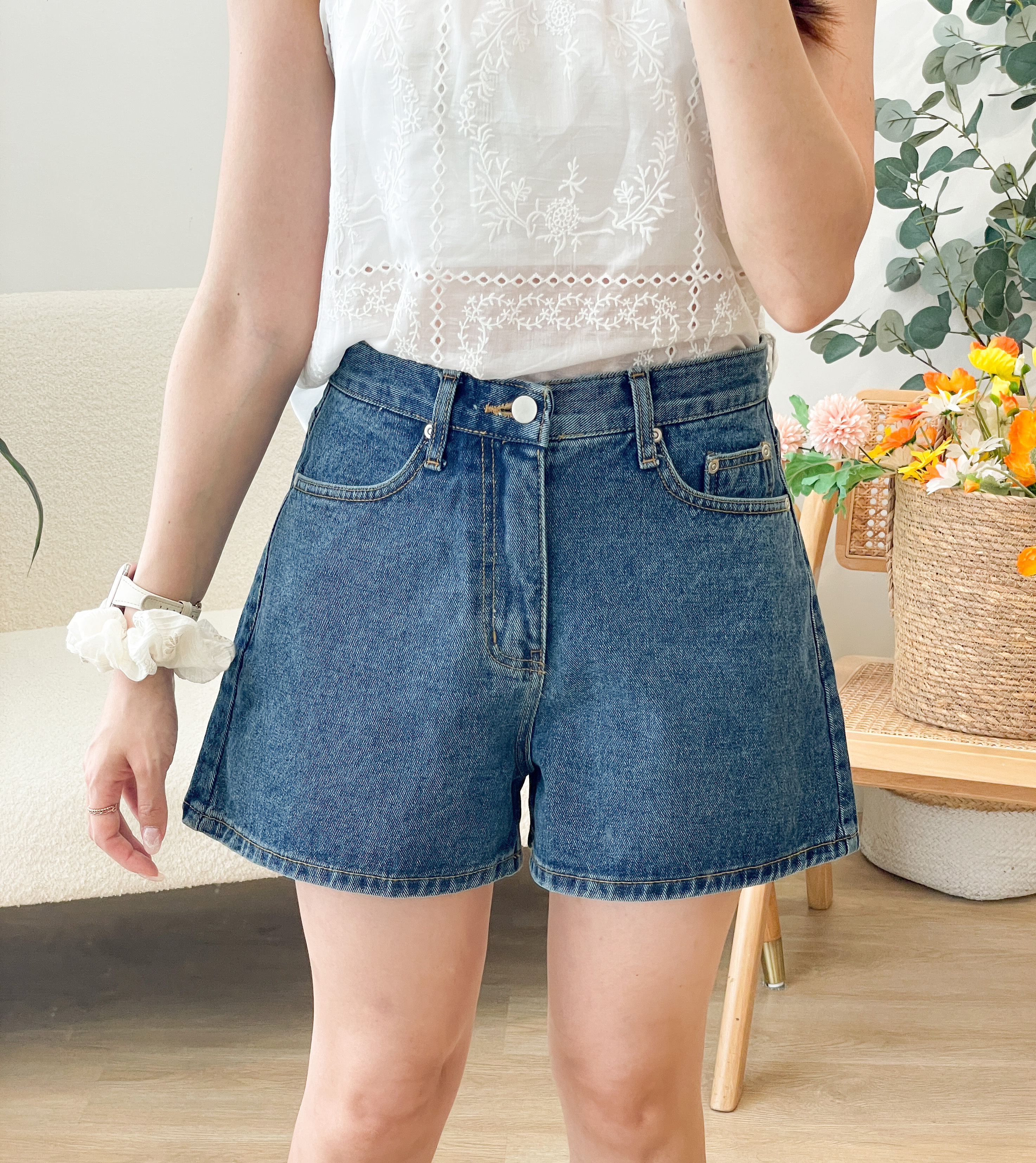 JEAN213 Blue Saturday Retro A-Line Shorts