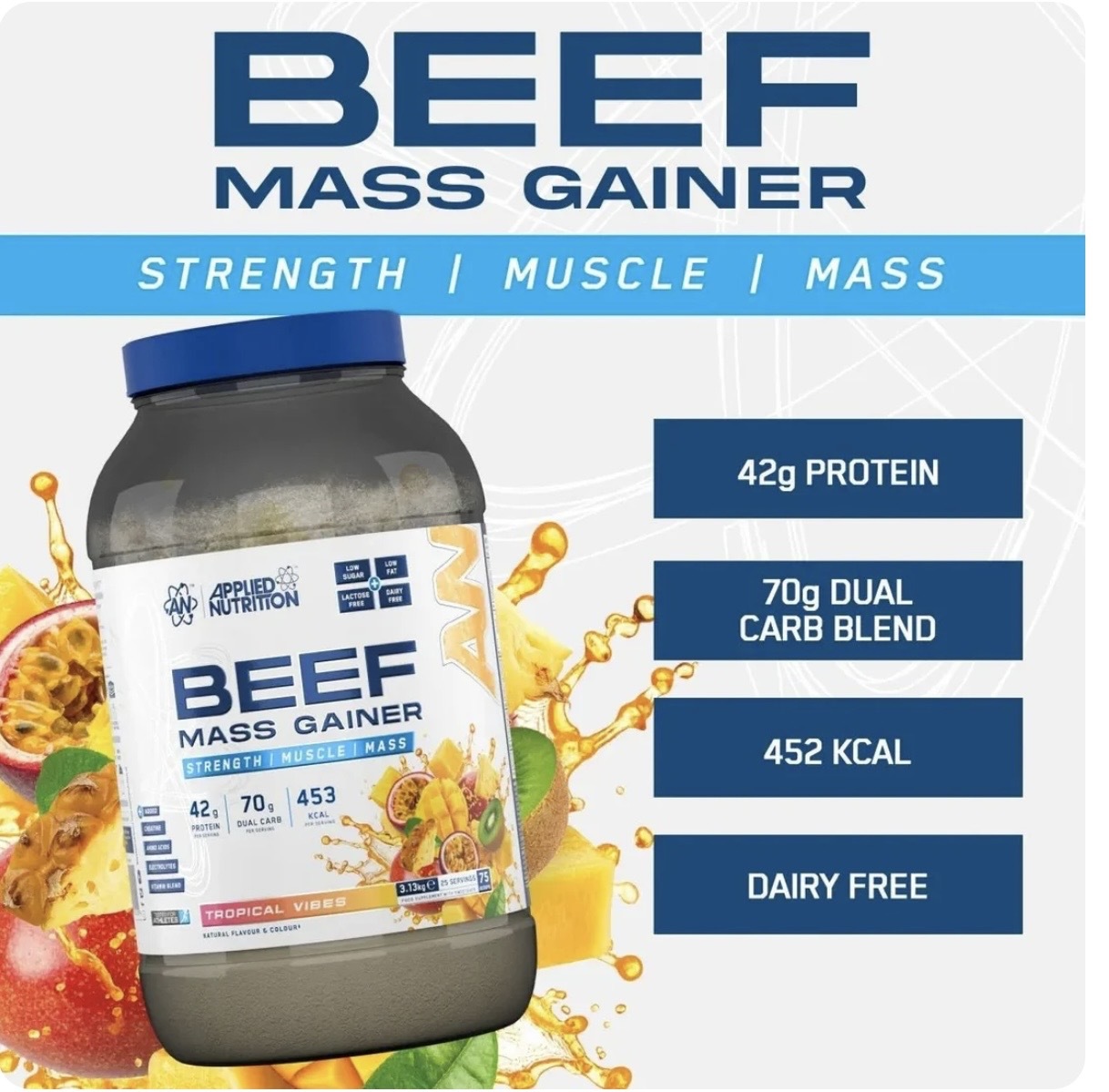 Applied Nutrition Beef Mass Gainer 100%牛肉果汁增重粉
