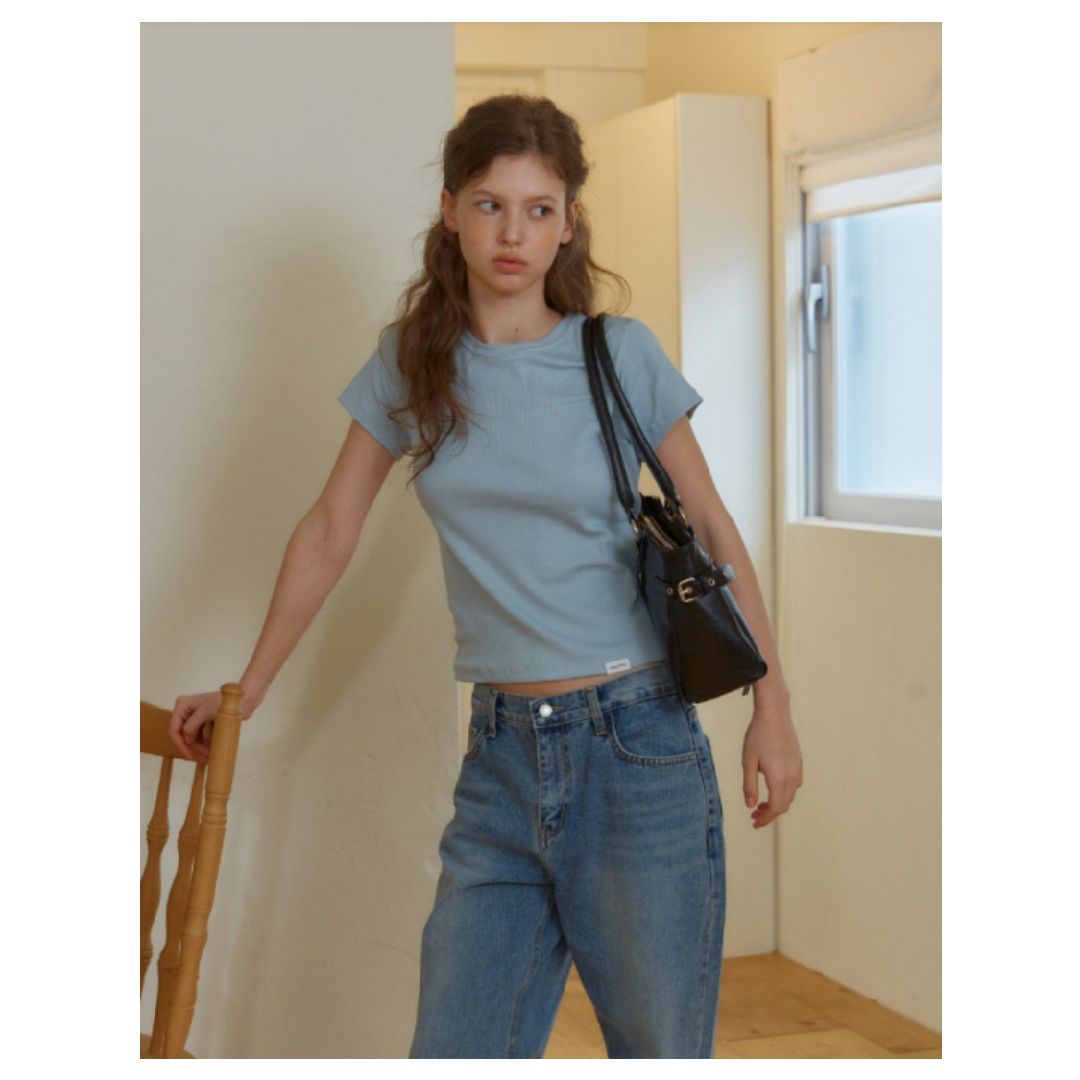 KOR-CCG0607-317 ANC ESSENTIAL ROUND T-SHIRT _SKY BLUE (A18)