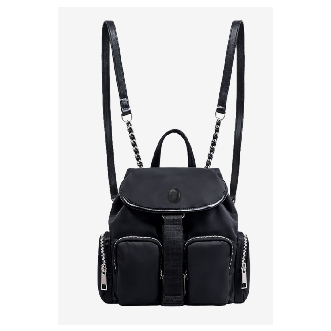 KOR-CCG0607-313 ANC DOUBLE POCKET CHAIN BACKPACK_BLACK (A14)