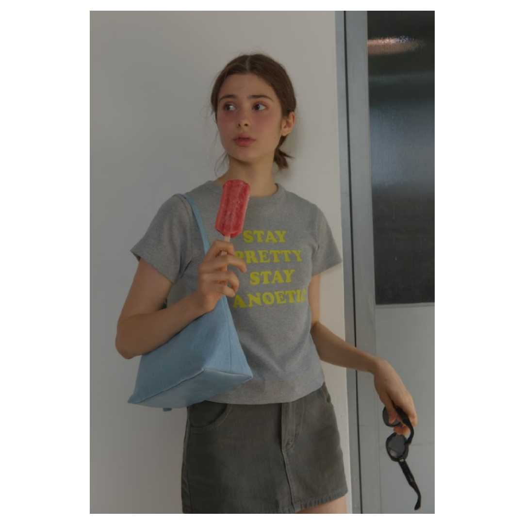 KOR-CCG0607-331 ANC STAY PRETTY T-SHIRT_GREY (A32)