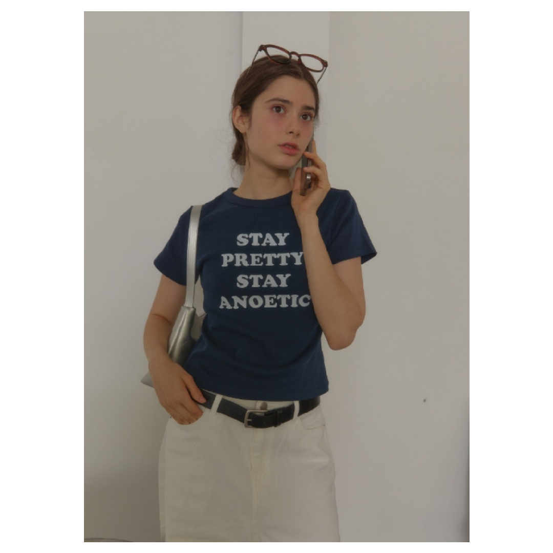 KOR-CCG0607-332 ANC STAY PRETTY T-SHIRT_NAVY (A33)