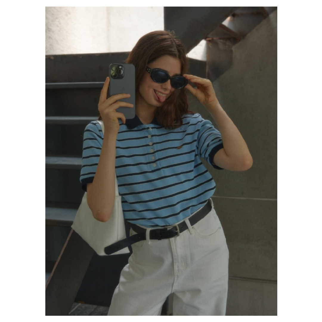 KOR-CCG0607-334 ANC STRIPE RUGBY HALF T-SHIRT_BLUE (A35)
